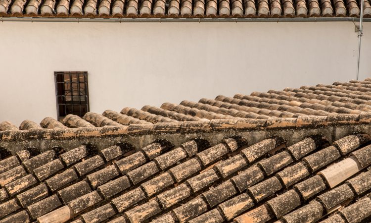 Closeup shot of roof shingles of houses and buildings in an old town A closeup shot of roof shingles of houses and buildings in an old town